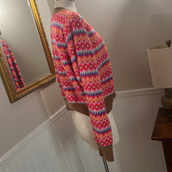 Brodie multicolored sweater.  100% cashmere. button-down.  NWT - Picture 4 of 7